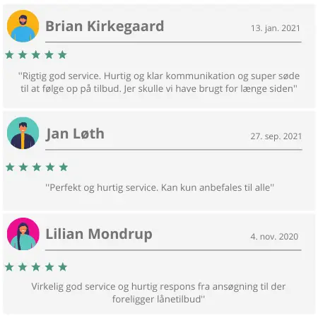 Grafik, der viser anmeldelser af hurtige lån hos lendme