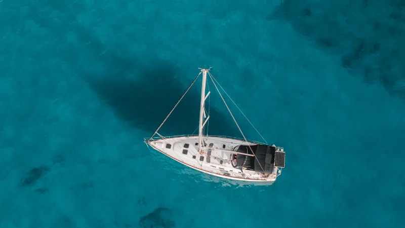 Brugt båd set fra luften